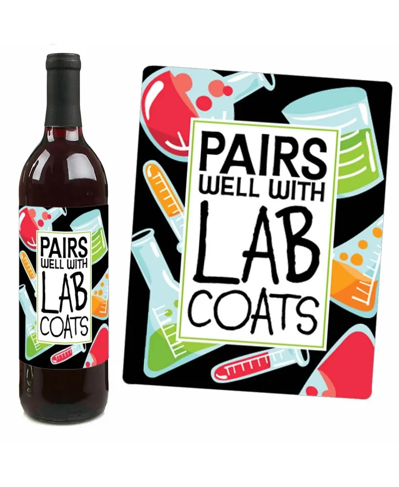 Scientist Lab - Mad Science Party Decor - Wine Bottle Label Stickers - 4 Ct