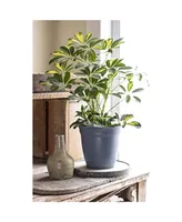 Hc Companies Inc Eclipse Planter w Attached Saucer Slate Blue 12