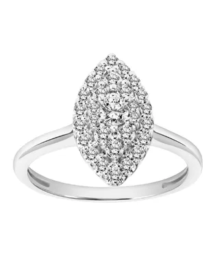 Diamond Marquise Cluster Solitaire Engagement Ring (1/2 ct. t.w.) in 14k White Gold