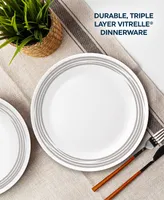 Corelle Brushed Silver Tone Dinner Plate - White, Silvery