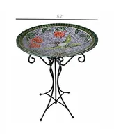 Gardener's Select Gardeners Select Mosaic Glass Bird Bath with Hummingbird Design