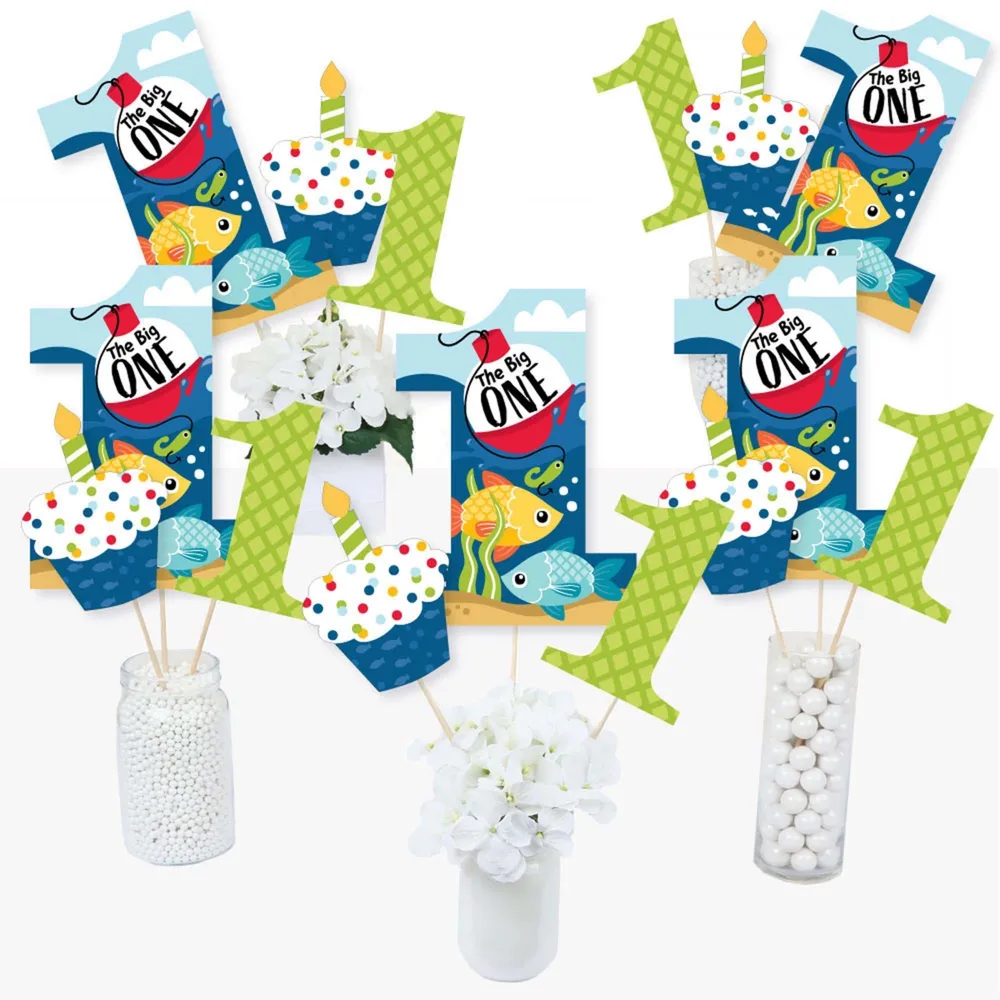 1st Birthday Reeling in the Big One - Centerpiece Sticks-Table Toppers-Set of 15