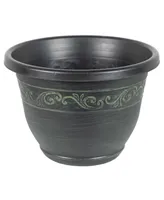 Garden Elements Outdoor Tulip Banded Plastic Planter Green 13 Inches