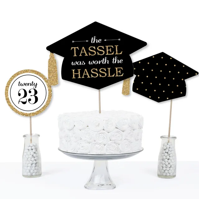 Big Dot of Happiness Gold Tassel Worth The Hassle - Diy Shaped 2024  Graduation Party Cut-Outs - 24 Ct