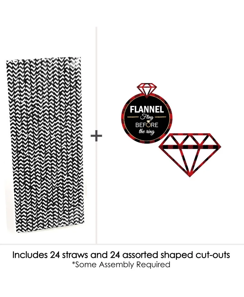 Flannel Fling Before the Ring - Paper Straw Decor - Striped Decor Straws - 24 Ct