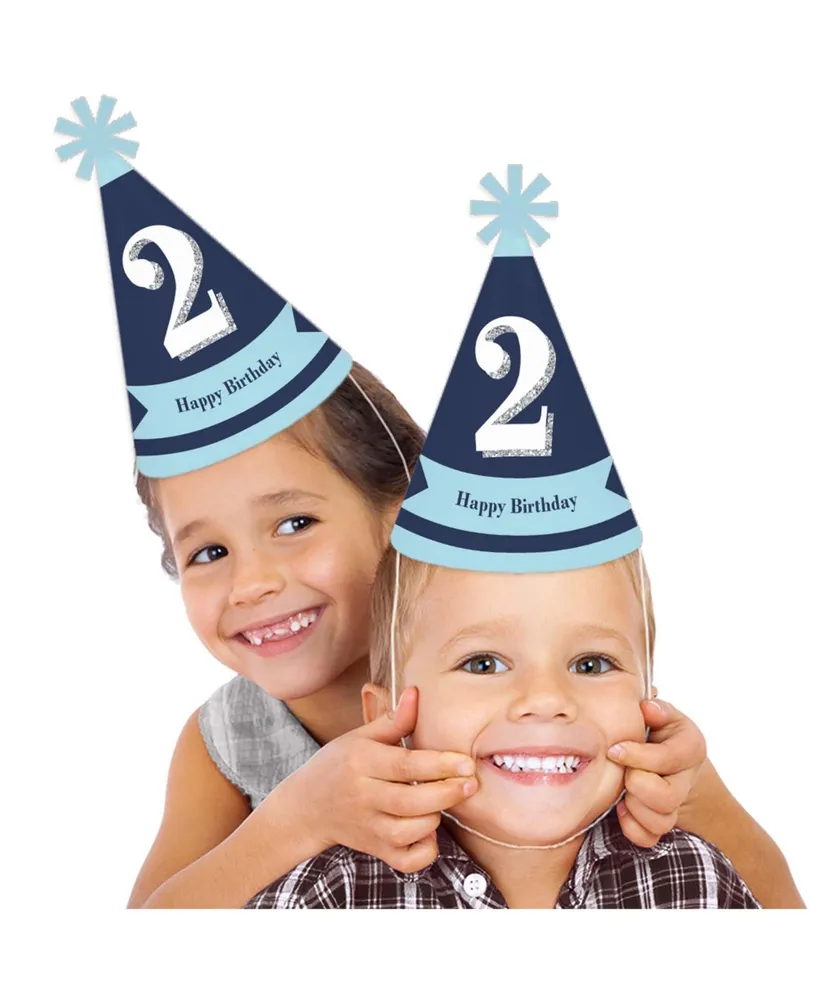 2nd Birthday Boy - Two Much Fun - Cone Happy Second Birthday Party Hats Set of 8