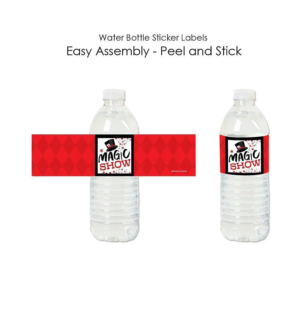 Ta-Da, Magic Show - Magical Birthday Party Water Bottle Sticker Labels - 20 Ct