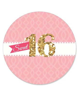 Sweet 16 - 16th Birthday Party Circle Sticker Labels - 24 Count