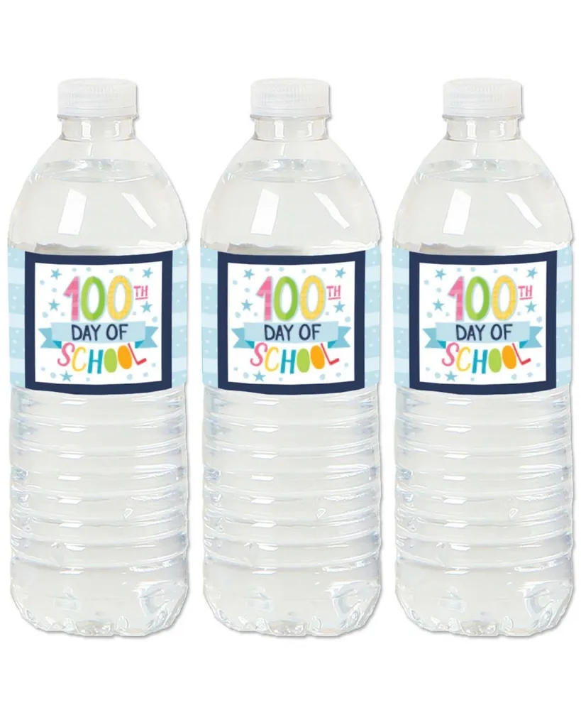 Big Dot Of Happiness Happy 100th Day of School - 100 Days Party Water  Bottle Sticker Labels - 20 Ct