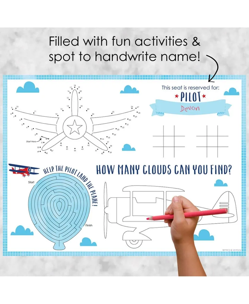 Taking Flight - Airplane - Paper Coloring Sheets - Activity Placemats - 16 ct