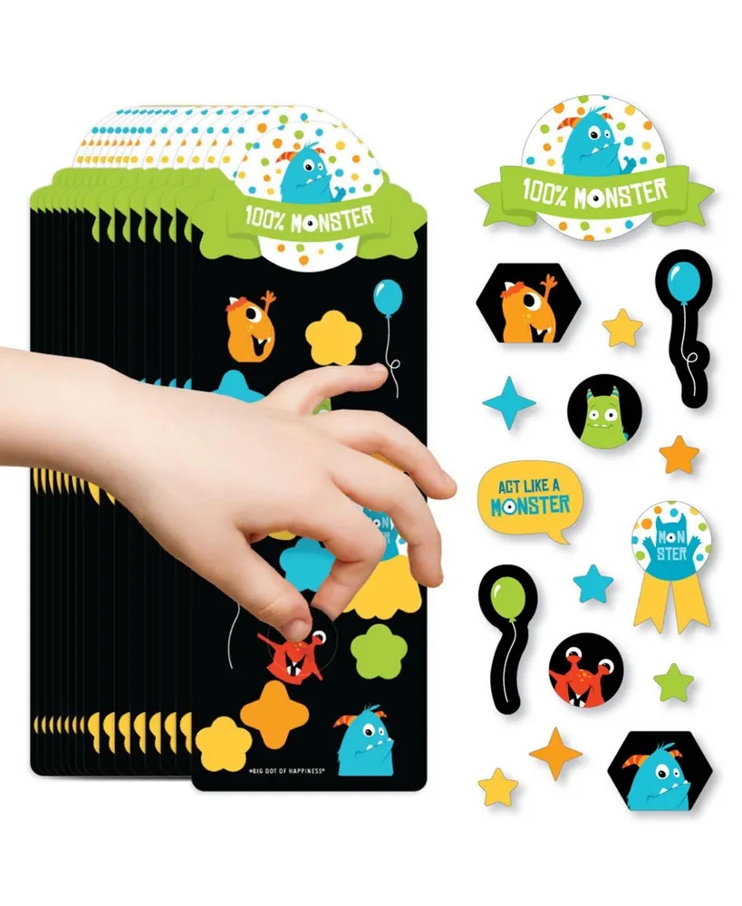 Big Dot Of Happiness Monster Bash - Little Monster Favor Kids Stickers - 16  Sheets - 256 Stickers - Assorted Pre