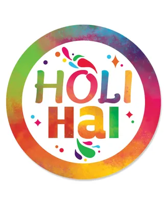 Holi Hai - Festival of Colors Party Circle Sticker Labels - 24 Count - Assorted Pre