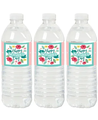 Colorful Floral Happy Mother's Day - Mom Party Water Bottle Sticker Labels 20 Ct - Assorted Pre
