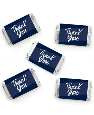 Navy Blue Elegantly Simple - Mini Candy Bar Wrapper Stickers Party Favors 40 Ct