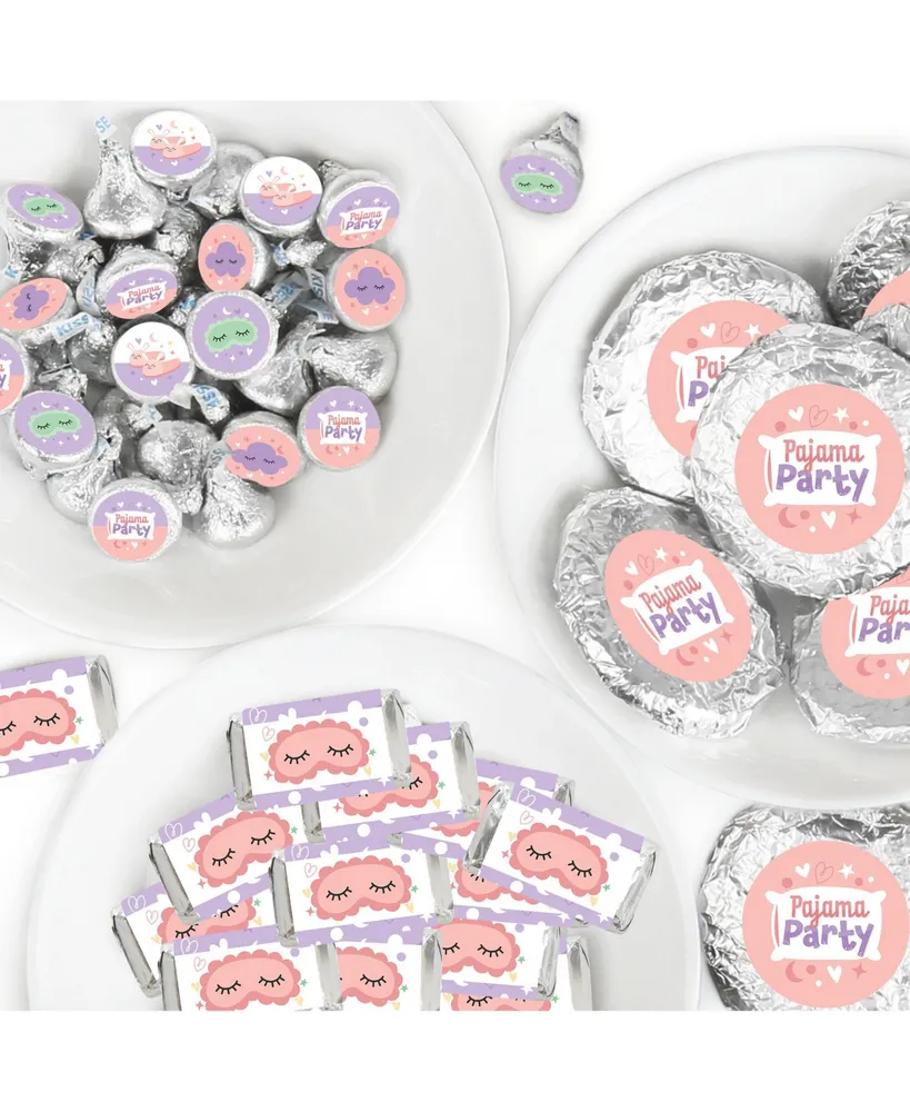 Big Dot of Happiness Spa Day - Mini Candy Bar Wrappers, Round Candy Stickers and Circle Stickers - Girls Makeup Party Candy Favor Sticker Kit - 304