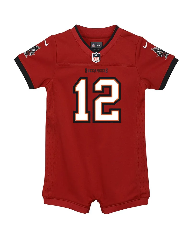 Boys and Girls Newborn Infant Nike Tom Brady Red Tampa Bay Buccaneers Game Romper Jersey