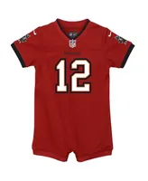 Boys and Girls Newborn Infant Nike Tom Brady Red Tampa Bay Buccaneers Game Romper Jersey