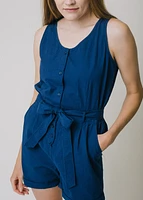 Hope & Henry Women's Flutter Button Front Romper