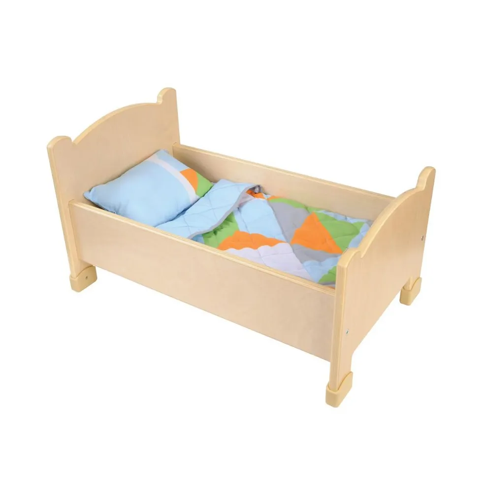 large wooden doll bed