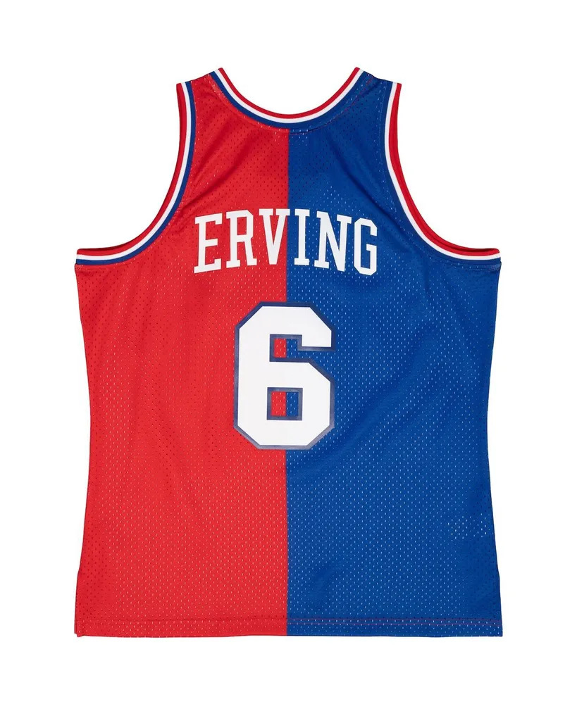 Men's Mitchell & Ness Julius Erving Royal, Red Philadelphia 76ers Hardwood Classics 1982-83 Split Swingman Jersey