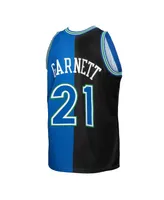 Men's Mitchell & Ness Kevin Garnett Black, Blue Minnesota Timberwolves Hardwood Classics 1995-96 Split Swingman Jersey