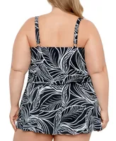 Swim Solutions Plus Size Tummy Control Romper, Created For Macy's