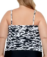 Swim Solutions Plus Shirred Neck Blouson Underwire Tankini, Created For Macy's