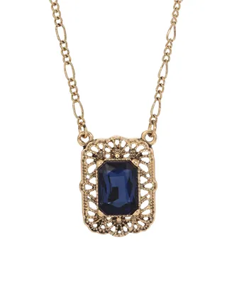 2028 Gold-Tone and Crystal Square Pendant Necklace