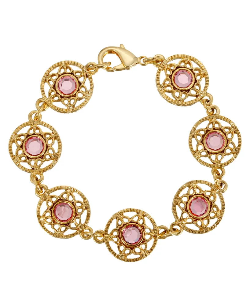 2028 Gold Tone Round Crystal Stone Bracelet