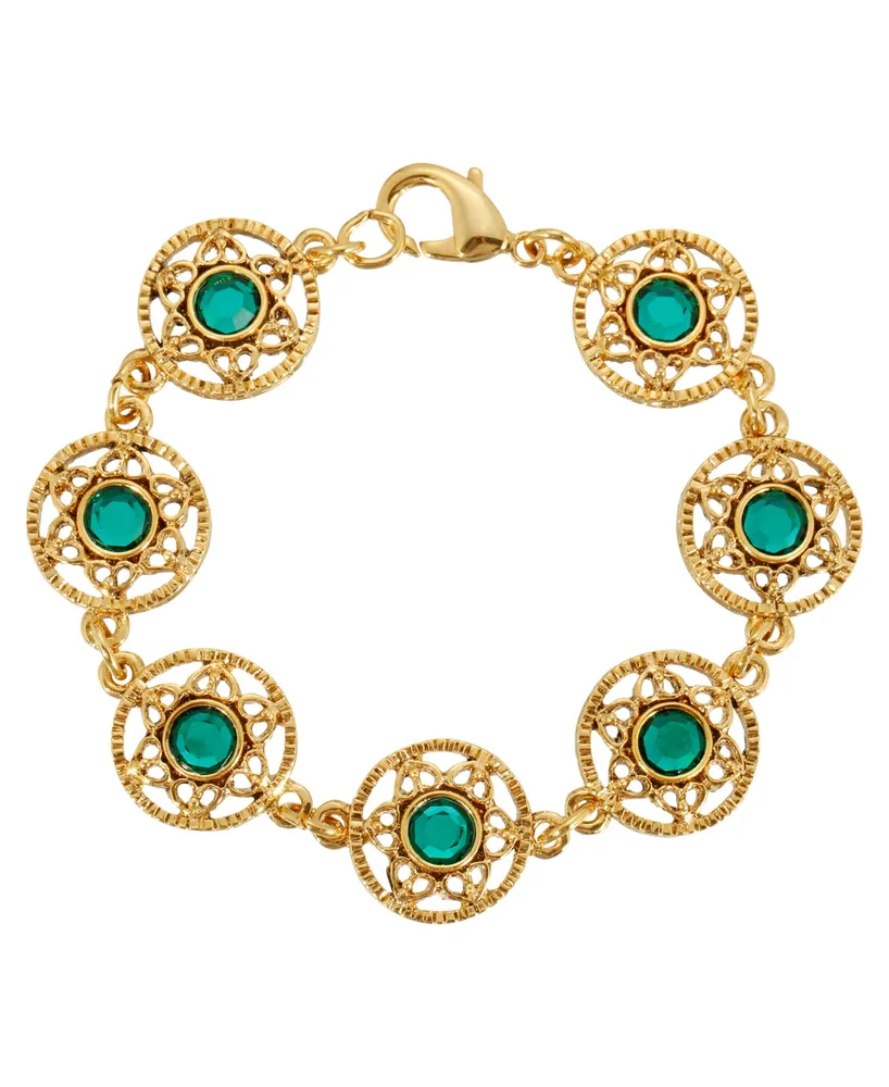 2028 Gold Tone Round Crystal Stone Bracelet