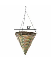 Gardener's Select Woven Plastic Rattan Hanging Basket, 12in Diameter