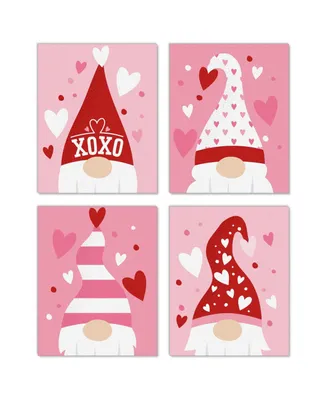Valentine Gnomes - Valentine's Day Wall Art - Set of 4 Artisms - 8 x 10 inches