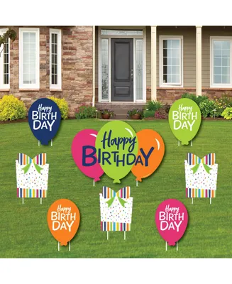 Cheerful Happy Birthday - Lawn Decor - Colorful Birthday Yard Signs - Set of 8