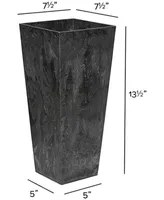 Novelty 35138 Artstone Ella Tall Square Planter Black -13.5 Inch