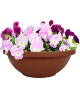 Hc Companies Round Plastic Garden Bowl Planter Clay Color 12 Inch