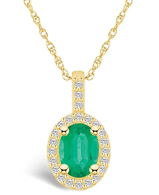 Macy's Emerald (1-1/5 Ct. t.w.) and Diamond (1/4 Halo Pendant Necklace