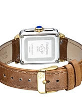 GV2 by Gevril Women's Padova Gemstone Swiss Quartz Diamond Accent Taupe Hand Made Italian Leather Strap Watch 27mm x 30mm