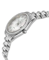 GV2 by Gevril Women's Naples Swiss Quartz Diamond Silver-Tone Stainless Steel Bracelet Watch 32mm