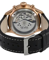 Gevril Men's Vaughn Swiss Automatic Italian Leather Strap Watch 44mm