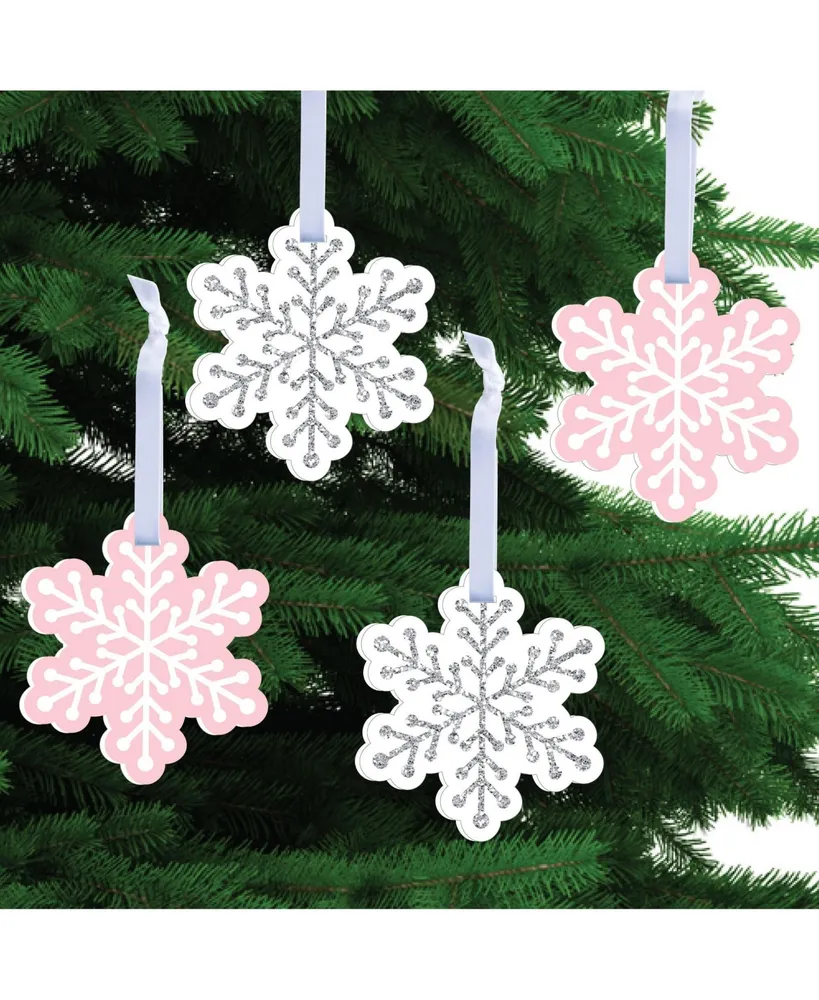 Big Dot Of Happiness Pink Winter Wonderland - Snowflake Decor - Christmas  Tree Ornaments - Set of 12