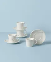 Lenox Oyster Whiteware 8 Piece Espresso Cup and Saucer Set, Service for 4