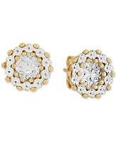 Diamond Cut Round Stud Earrings in 10k Two-Tone Gold