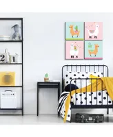 Whole Llama Fun - Home Decor - 11 x 11 inches Nursery Wall Art - Set of 4 Prints