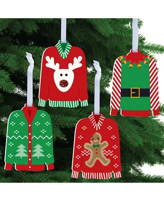 Ugly Sweater - Holiday Party Decorations - Christmas Tree Ornaments - Set of 12