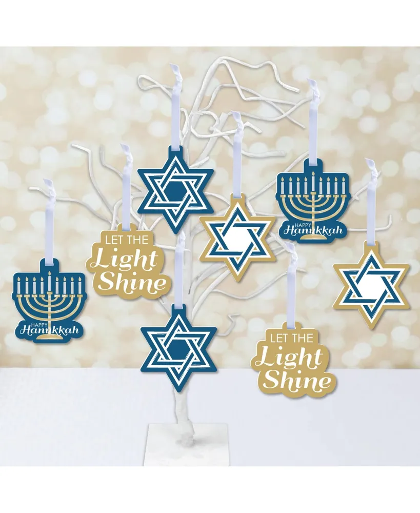 Happy Hanukkah - Chanukah Holiday Decorations - Tree Ornaments - Set of 12