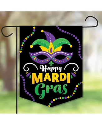 Colorful Mardi Gras Mask - Outdoor Decor - Double-Sided Garden Flag 12 x 15.25"