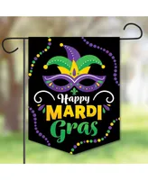 Colorful Mardi Gras Mask - Outdoor Decor - Double-Sided Garden Flag 12 x 15.25"