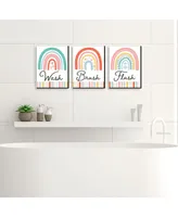 Big Dot of Happiness Hello Rainbow Boho Kids Wall Art - 7.5 x 10 in Set of 3 - Wash, Brush, Flush