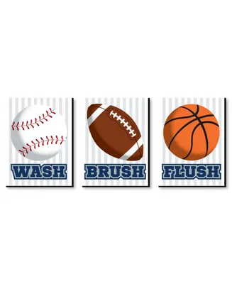 Go, Fight, Win - Sports Wall Art - 7.5 x 10 in - Set of 3 Signs Wash Brush Flush