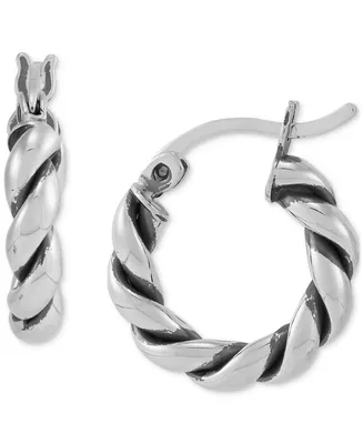 Giani Bernini Oxidized Twist Tube Small Hoop Earrings in Sterling Silver, 15mm , Created for Macy's